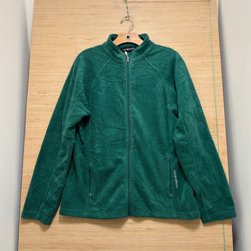 Black‎ Diamond Womens XL Fleece Jacket Full Zip Green Mock Neck Outdoor Layering